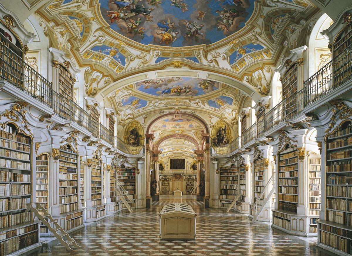 Der barocke Bibliothekssaal des Stiftes Admont beherbergt 70.000 Bände.