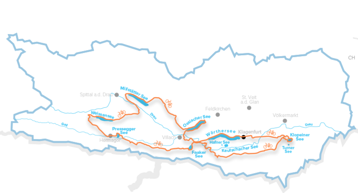 Karte eines Radweges.