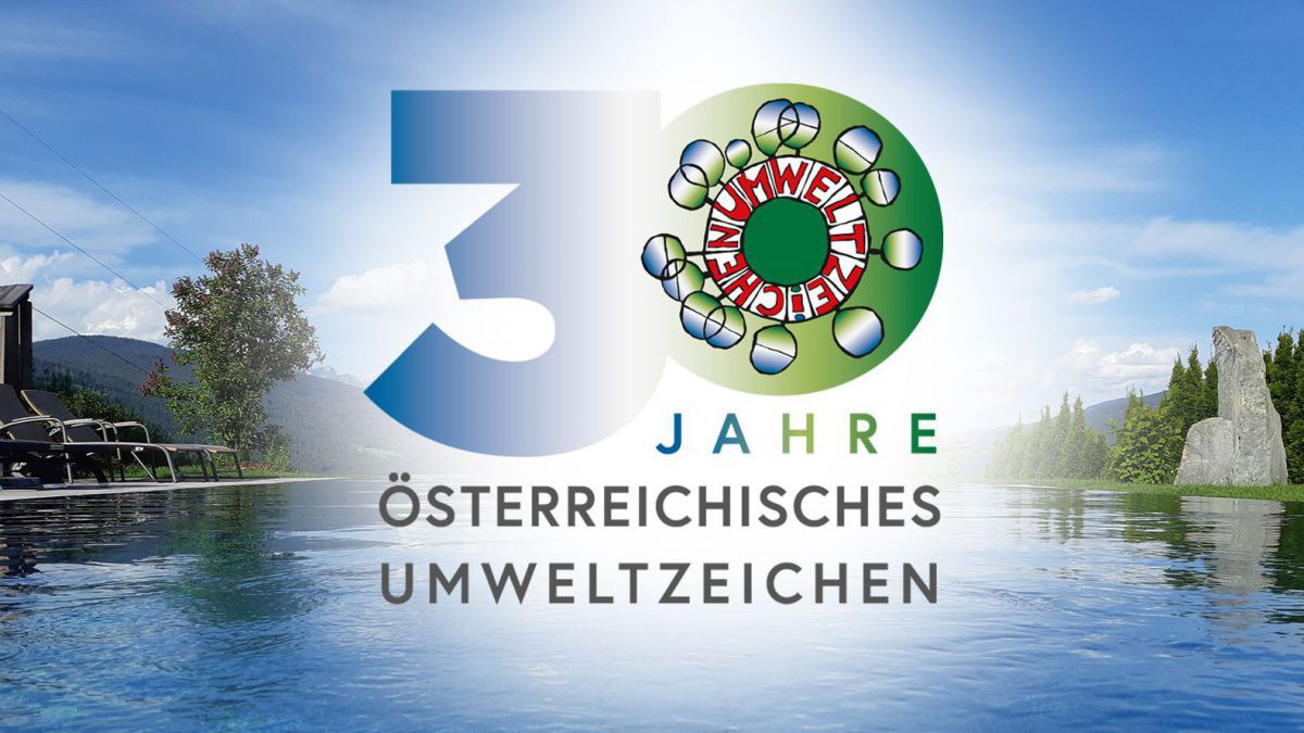 Logo montiert in ein Lanschaftsfoto mit See