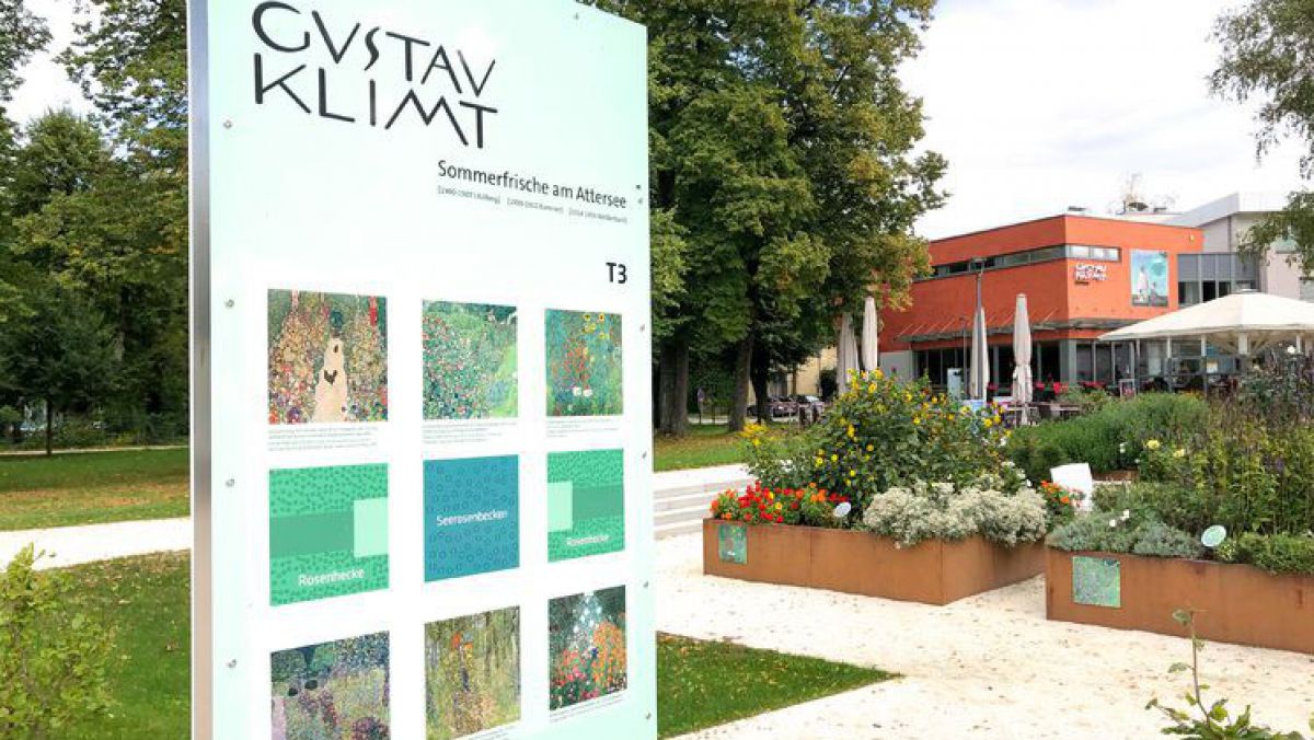 Tafel mit Hinweisen zu Gustav Klimt - Sommerfrischa am Attersee