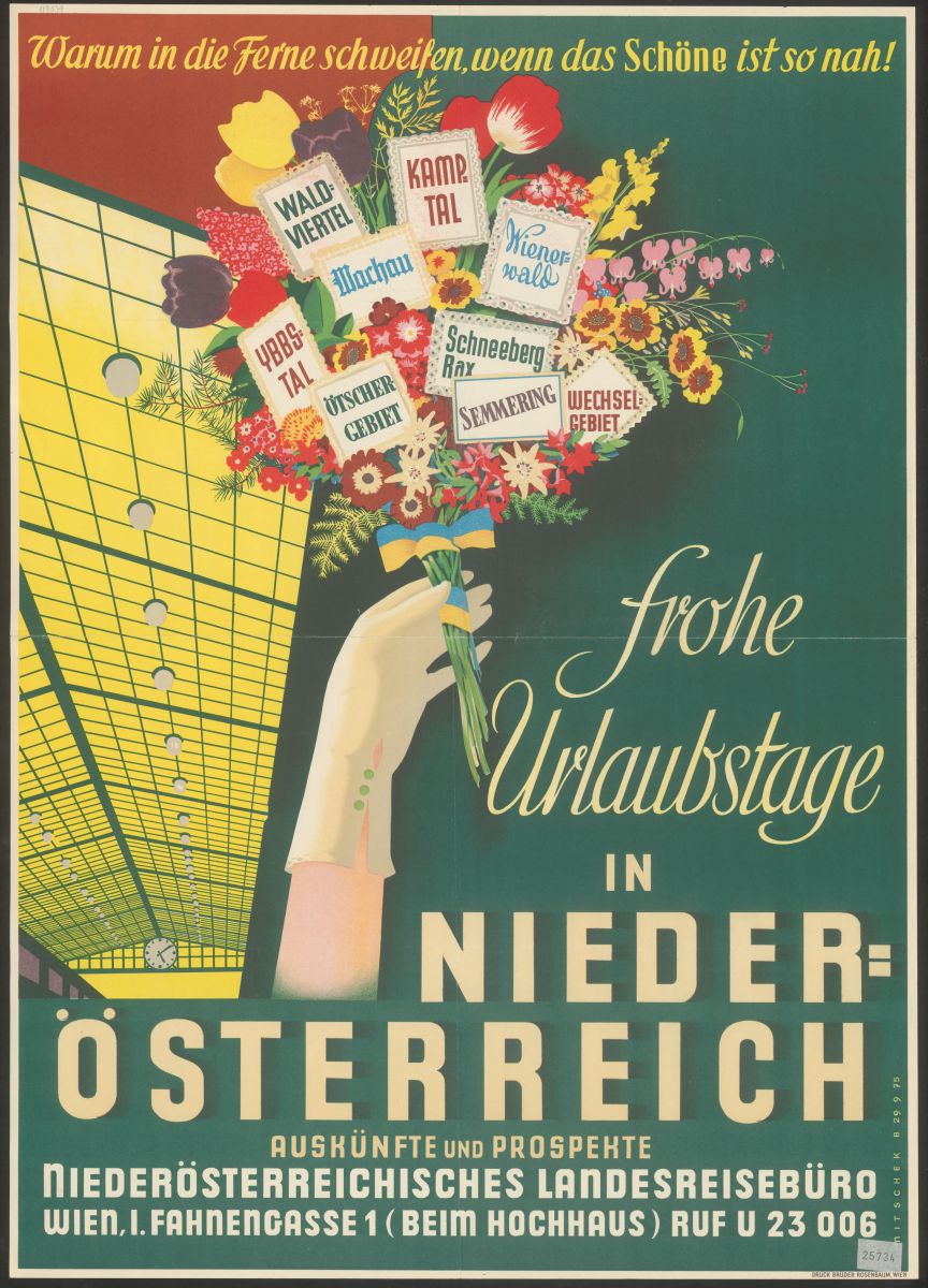 Altes Werbeplakat für Urlaub in Niederösterreich.