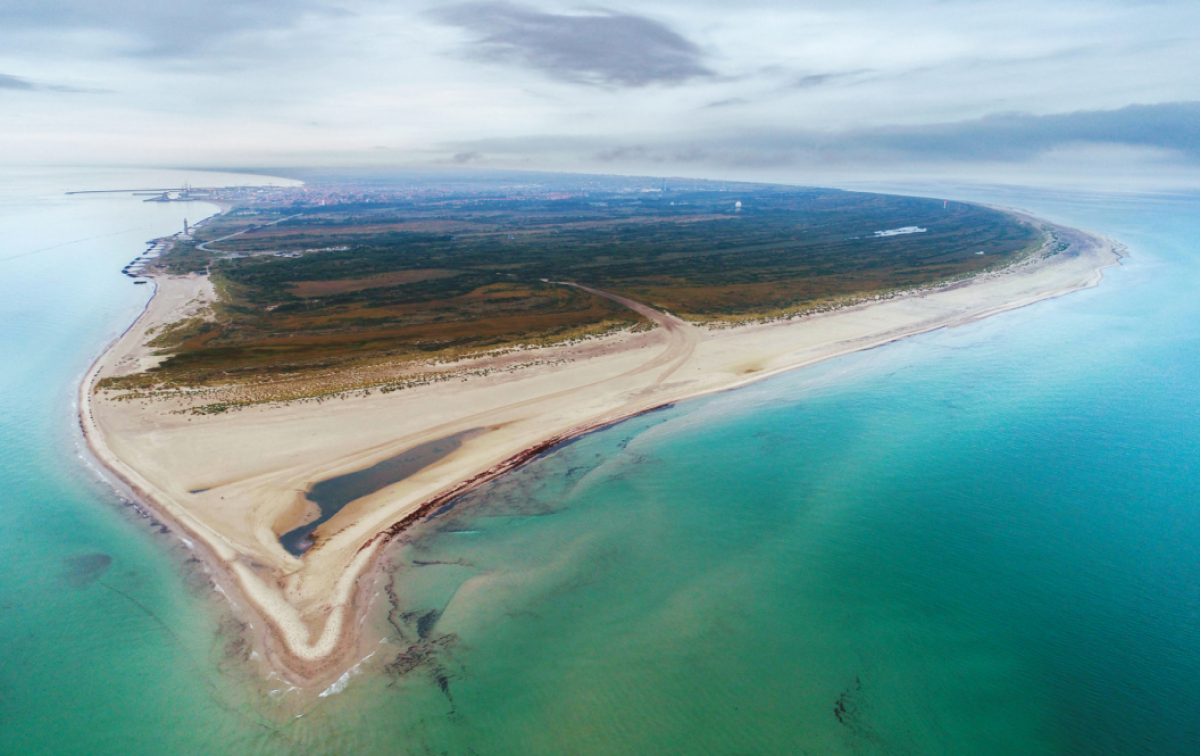 Blick von oben auf die Halbinsel Skagen Odde.
