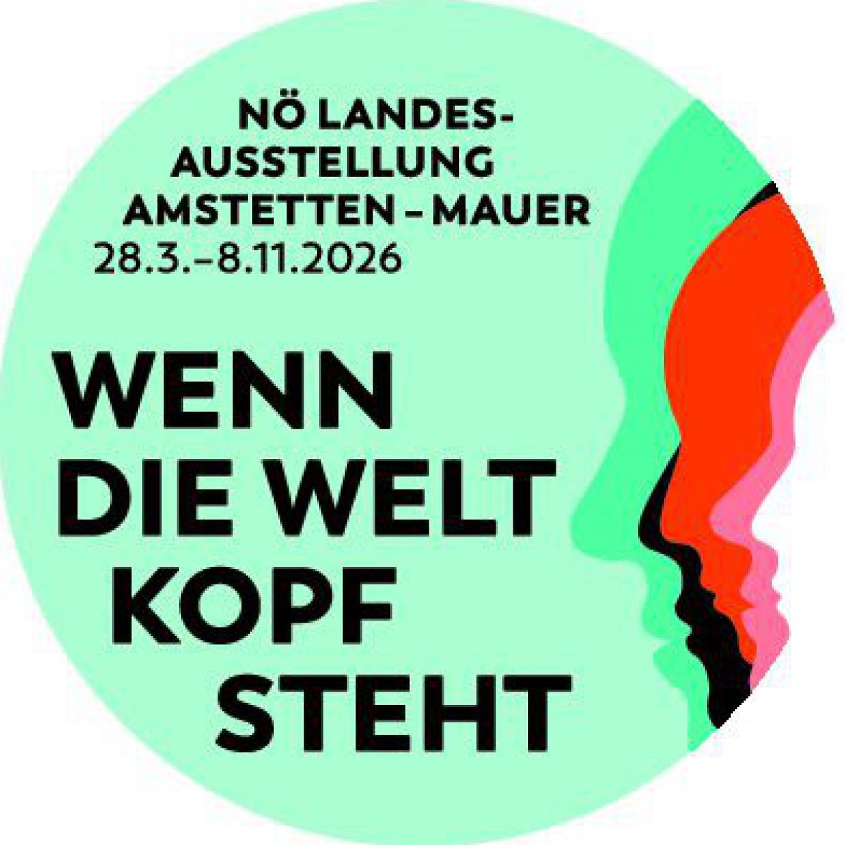 Logo zur Ausstellung, stilisierte Gesichter in einem grünen Kreis