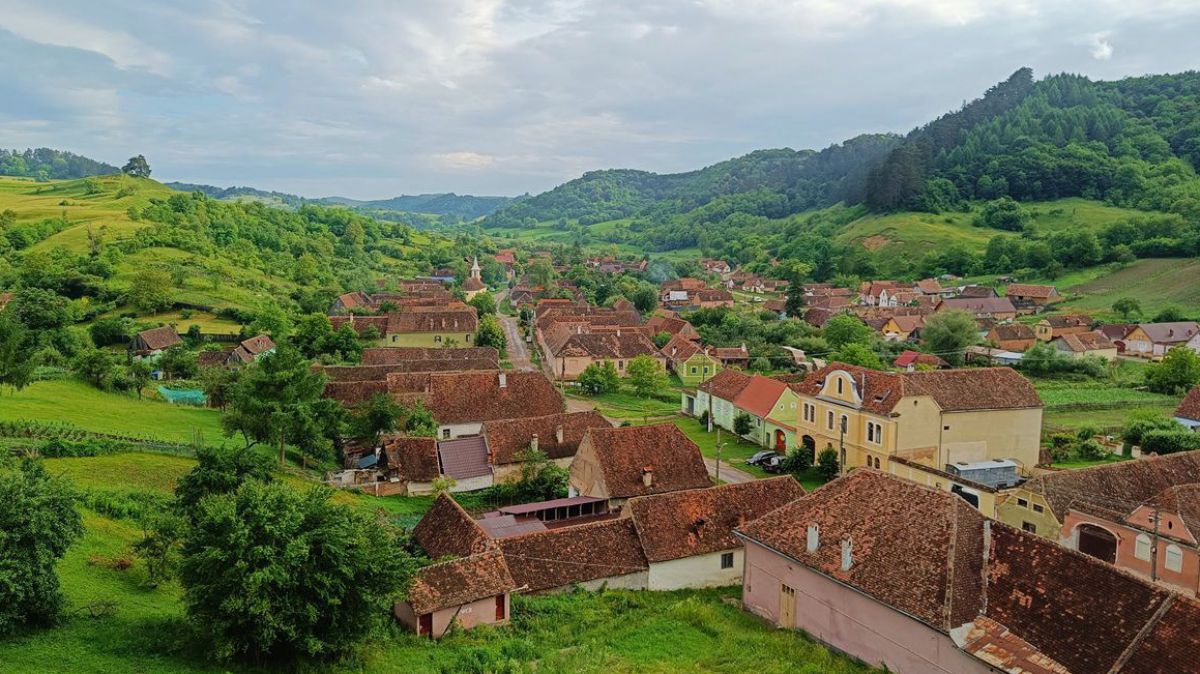 Siedlung eingebettet in üppiges Grün.